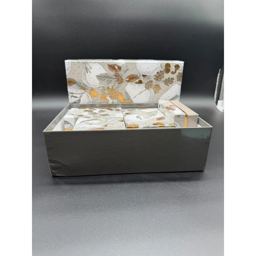The Fruit Company Chickadee Pear Nesting Gift Boxes Set of 6‎ Gold Foil Holiday